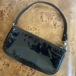 by far || black patent Rachel bag